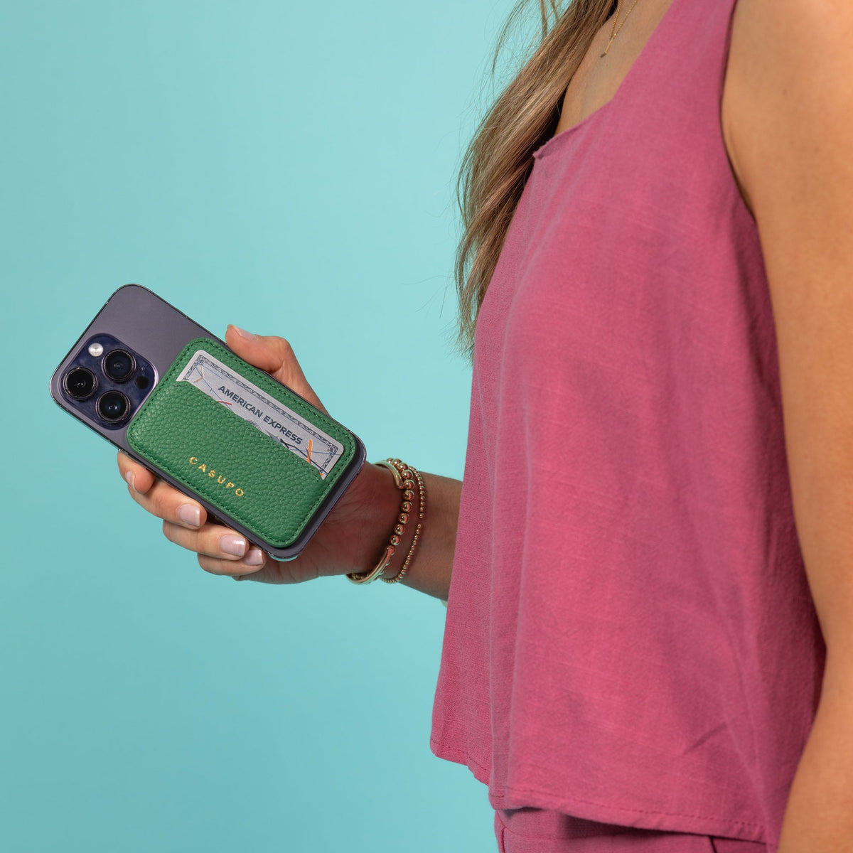 Mag Safe Leather Wallet with RFID - Green