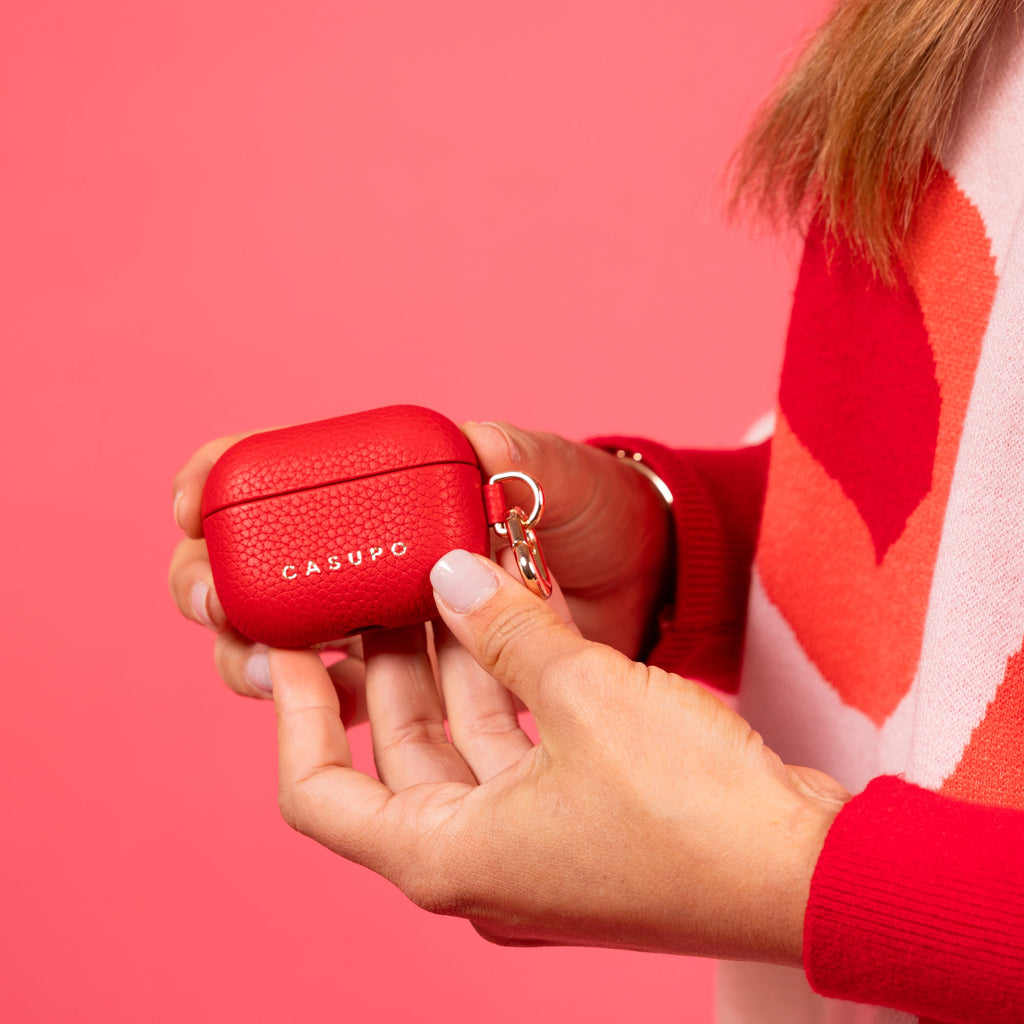 Leather Airpod Case - Red