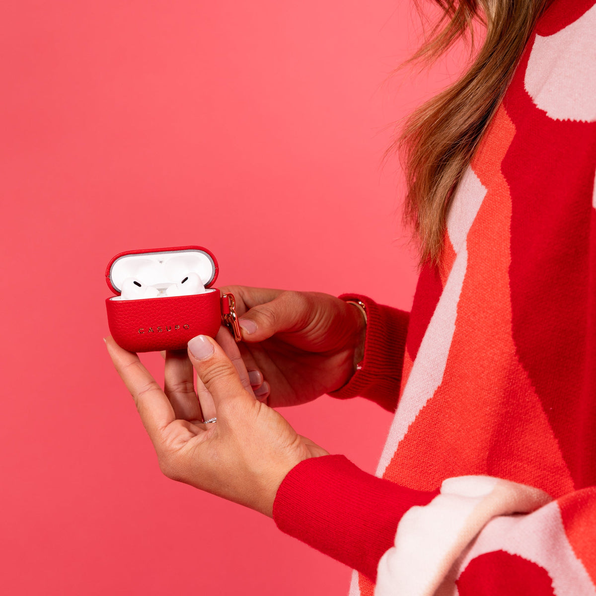 Leather Airpod Case - Red