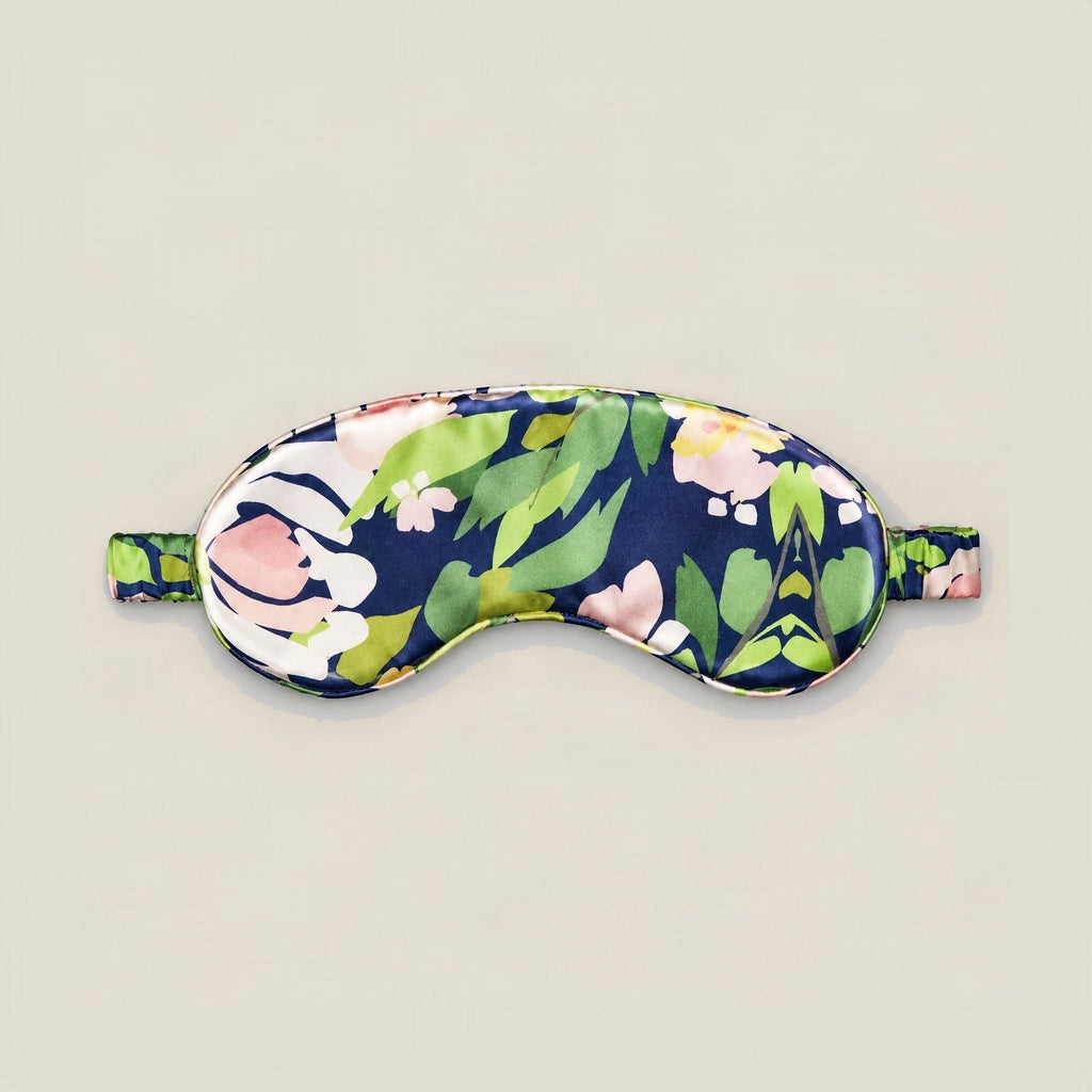 Misty Gray Printed Mulberry Silk Sleep Eye Mask