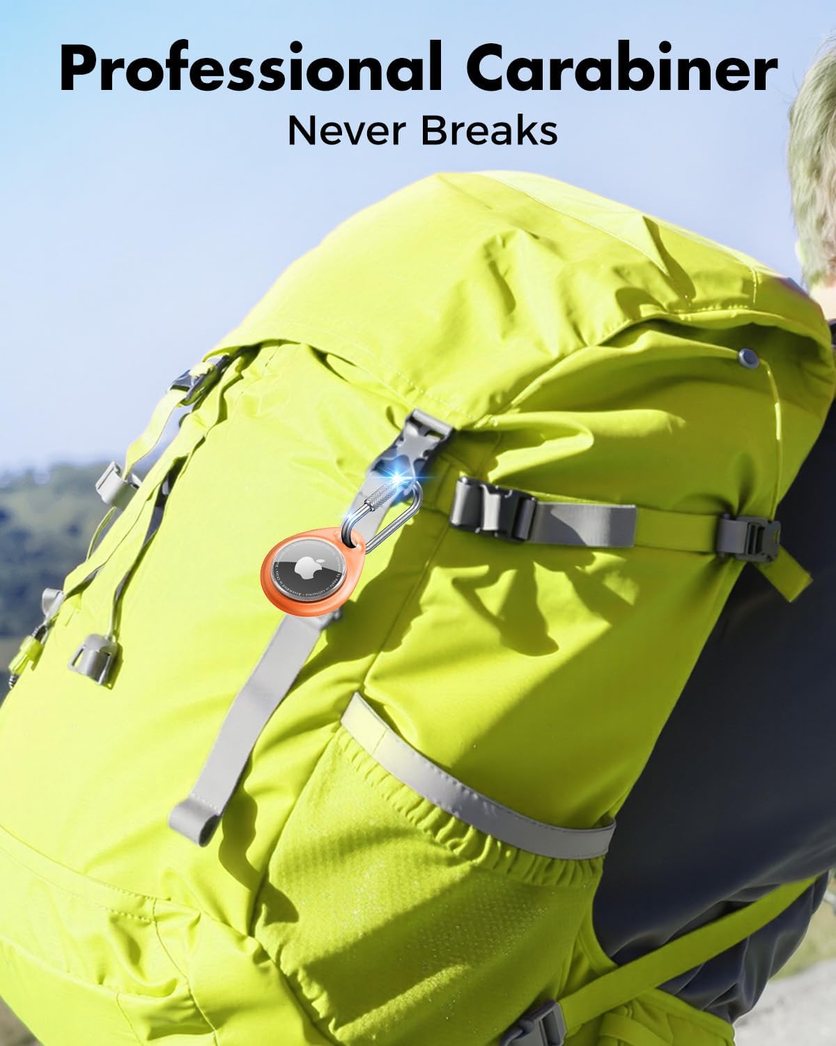 UNBREAKcable AirTag Holder for Apple - 4 Pack Air Tag Case [Professional Carabiner] [Waterproof] [Shockproof] TPU AirTag Keychain for Kids, Pets, Keys, Luggage, Backpacks