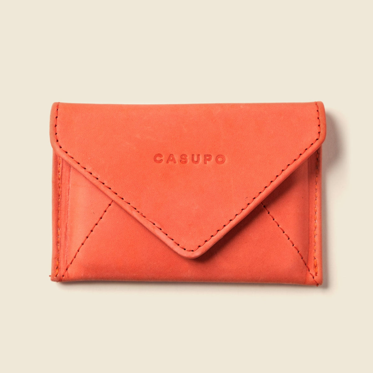 CASUPO Mini Pink Envelope Wallet with RFID Protection, Repurposed Full Grain Leather