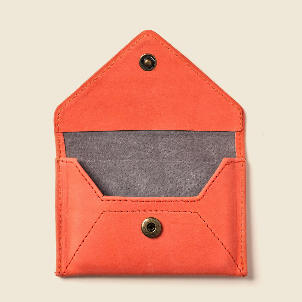 CASUPO Mini Pink Envelope Wallet with RFID Protection, Repurposed Full Grain Leather