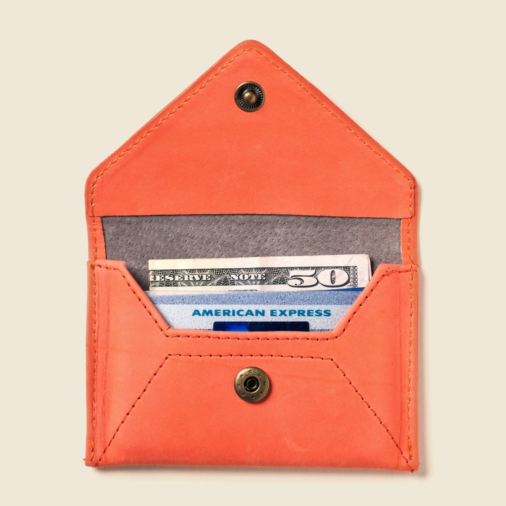 CASUPO Mini Pink Envelope Wallet with RFID Protection, Repurposed Full Grain Leather
