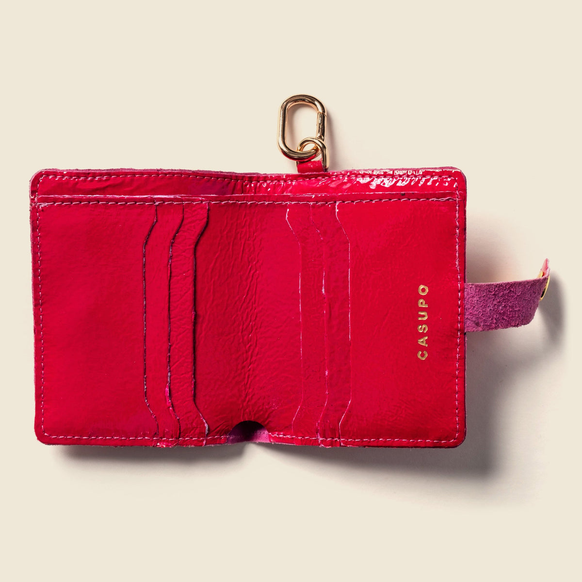 Wallet with Snap and Key Ring - Hot Pink