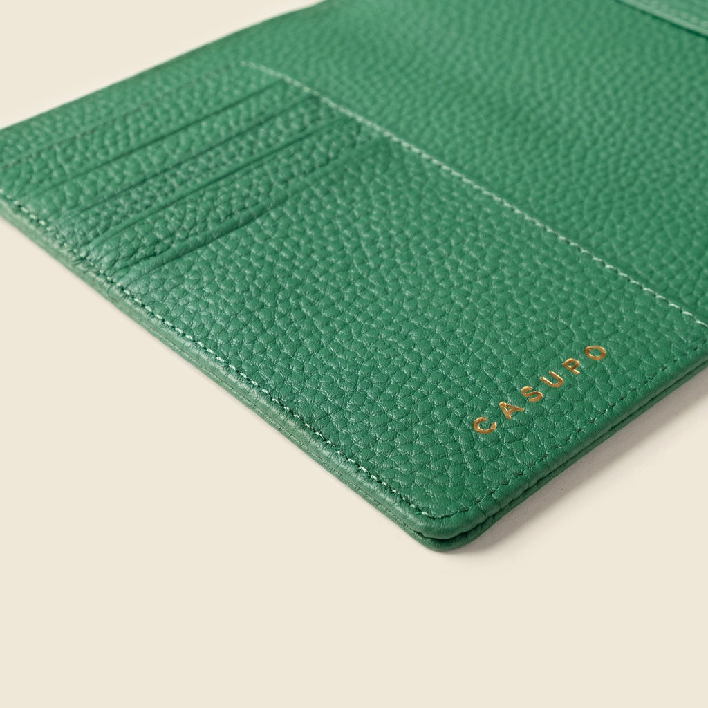 Leather Passport Wallet with RFID - Green