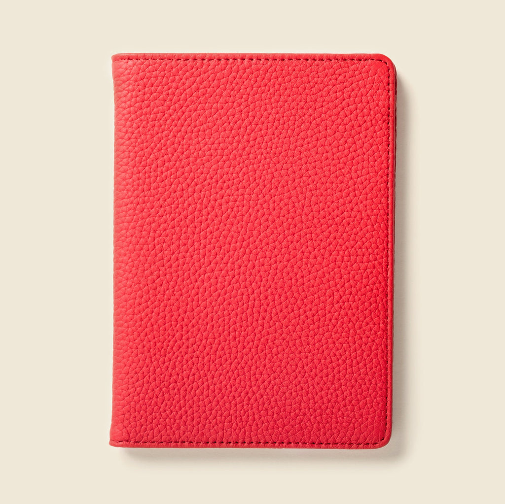 Leather Passport Wallet with RFID - Red