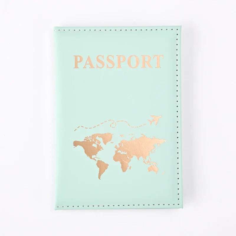 Fashion Passport Protective Cover World Pattern Travel Passport Holder Wallet Gift PU Leather Card Case Cover Unisex Storage Bag