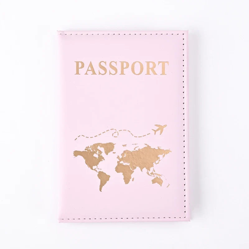 Fashion Passport Protective Cover World Pattern Travel Passport Holder Wallet Gift PU Leather Card Case Cover Unisex Storage Bag