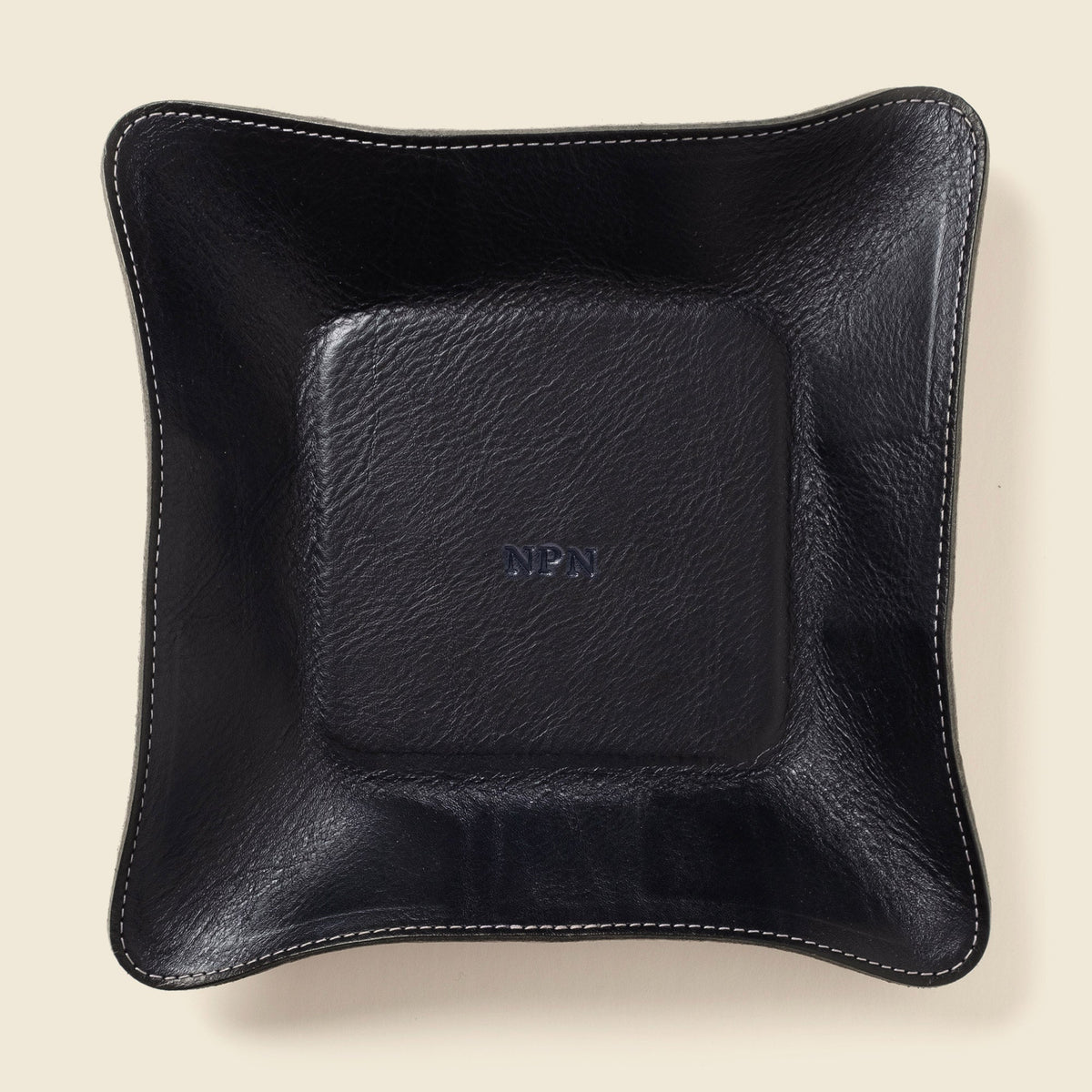 CASUPO Black Leather Travel Valet Tray, Full Grain, Personalizable