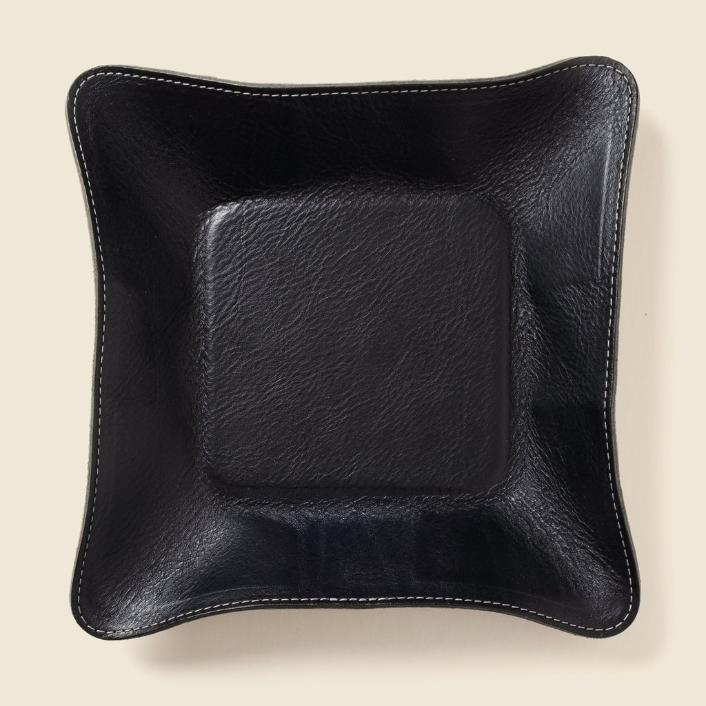 CASUPO Black Leather Travel Valet Tray, Full Grain, Personalizable