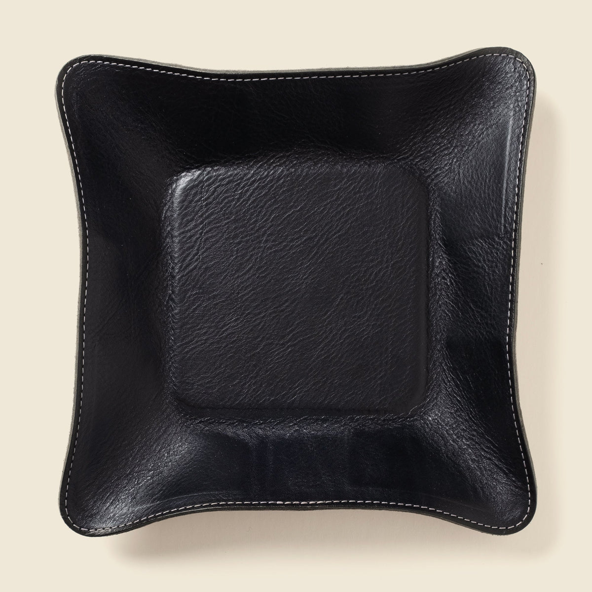 CASUPO Black Leather Travel Valet Tray, Full Grain, Personalizable