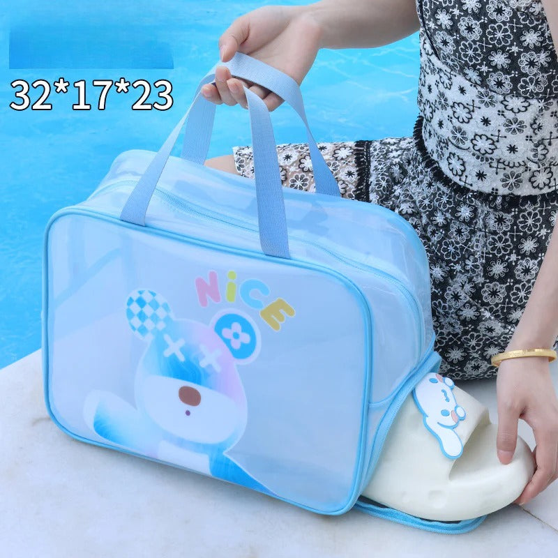 Dry & Wet Separation PVC Transparent Beach Bag – Double-Layer Portable Travel Toiletry Bag with Compartments for Makeup & Cosmetic Storage, Ideal for Organizing on-the-Go