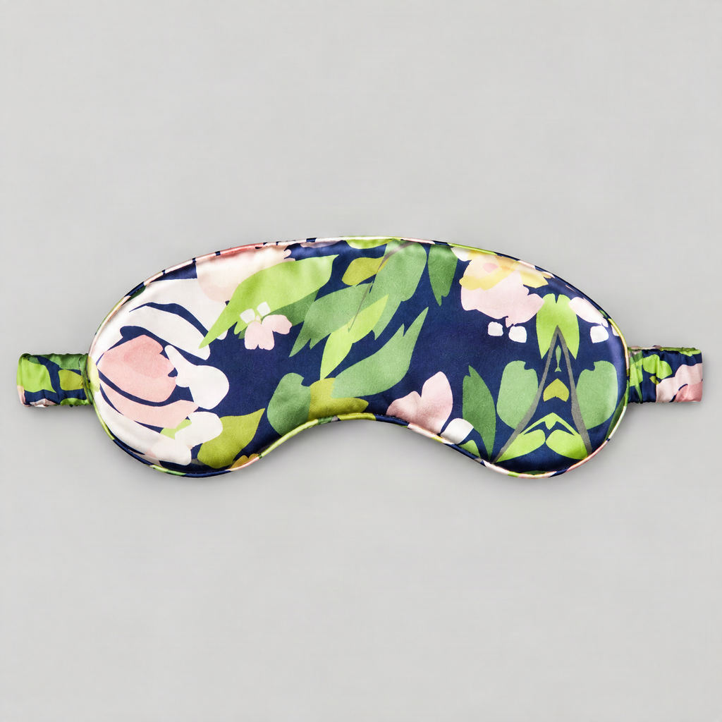 Misty Gray Printed Mulberry Silk Sleep Eye Mask