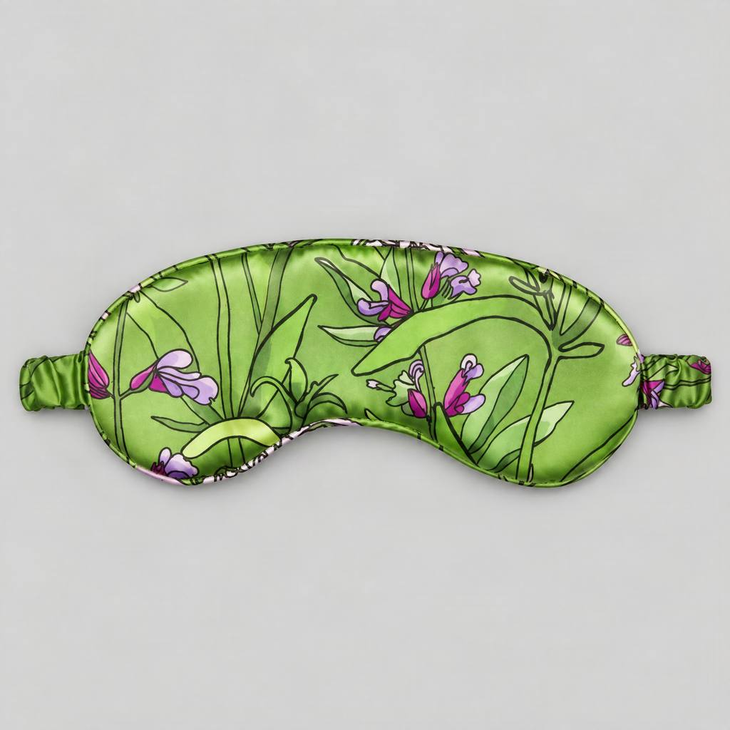 Verdant Green Printed Mulberry Silk Sleep Eye Mask
